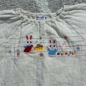 Miki House Cream Kids Shirt with Bunny Design